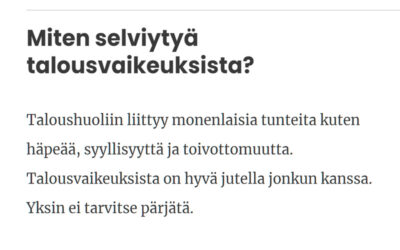 Miten selviytyä talousvaikeuksista?